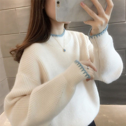 半高領毛衣女寬鬆外穿2025新款秋冬打底衫短款小個子針織衫上衣厚