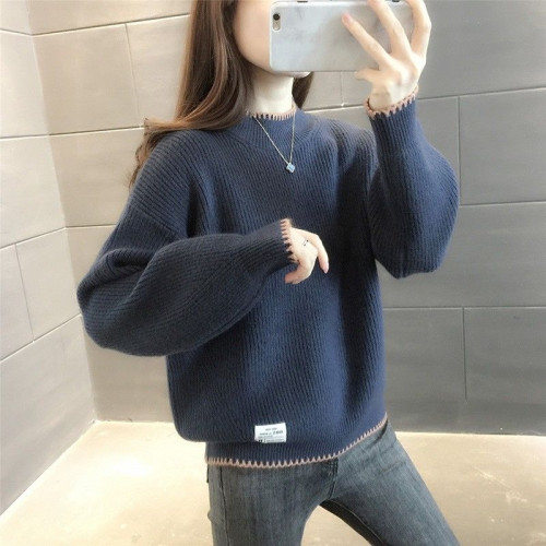 半高領毛衣女寬鬆外穿2025新款秋冬打底衫短款小個子針織衫上衣厚