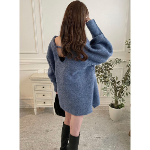 櫻花妹妹日系日本GRL秋季松弛感毛茸茸混色兩穿V領羊毛混紡毛衣女