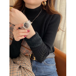 半高領長袖一體絨打底毛衣女秋冬季2026新款網紅爆款內搭針織上衣