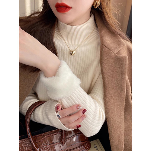 半高領長袖一體絨打底毛衣女秋冬季2026新款網紅爆款內搭針織上衣