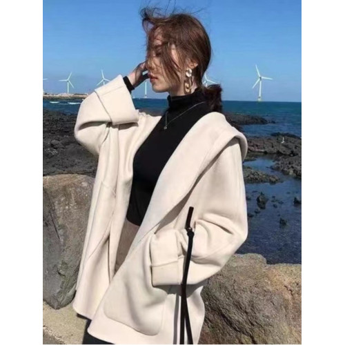 小香風高級感呢子大衣女秋冬季寬松中長款毛呢外套小個子鬭篷上衣 小香風高級感呢子大衣女秋冬季寬松中長款毛呢外套小個子鬭篷上衣