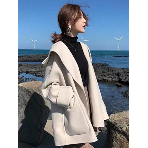 小香風高級感呢子大衣女秋冬季寬松中長款毛呢外套小個子鬭篷上衣 小香風高級感呢子大衣女秋冬季寬松中長款毛呢外套小個子鬭篷上衣