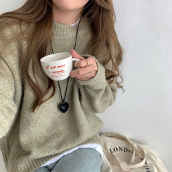 日系復古軟糯套頭曡穿毛衣女秋季慵懶風小個子寬鬆休閒圓領針織衫