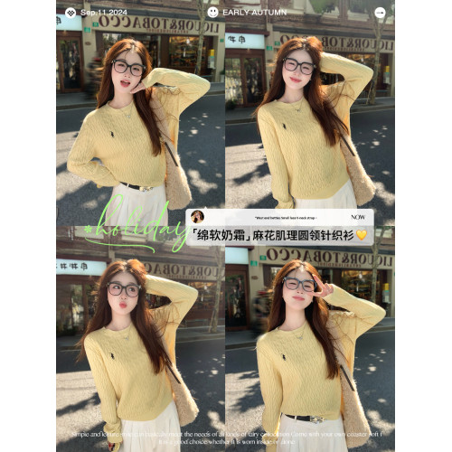 鵞黃色毛衣女款2025新款外穿軟糯麻花套頭針織衫內搭打底長袖上衣