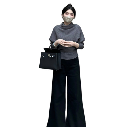 今年流行獨特漂亮韓系慵懶高級感灰色高領毛衣女款2025新款春秋季