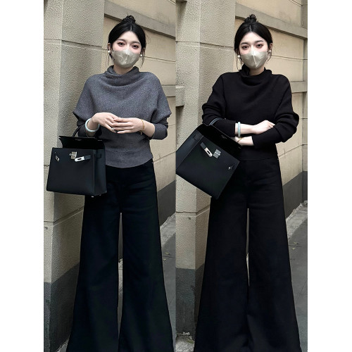 今年流行獨特漂亮韓系慵懶高級感灰色高領毛衣女款2025新款春秋季