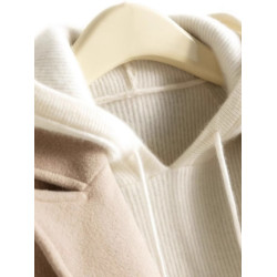 秋季新款羊毛絨衫女連帽毛衣外穿慵懶風寬松針織厚實打底衛衣上衣