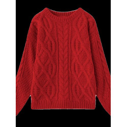 新年紅麻花毛衣女秋冬復古高級感超好看慵懶重工軟糯粗線針織上衣