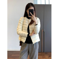 原單 高級輕薄圓領羽絨服女輕型無領內膽白鴨絨可攜式保暖外套