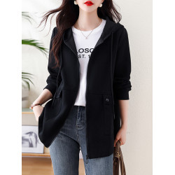 九月陌墨寬松休閒短外套開衫衛衣女裝春秋季時尚寬松休閒連帽外套