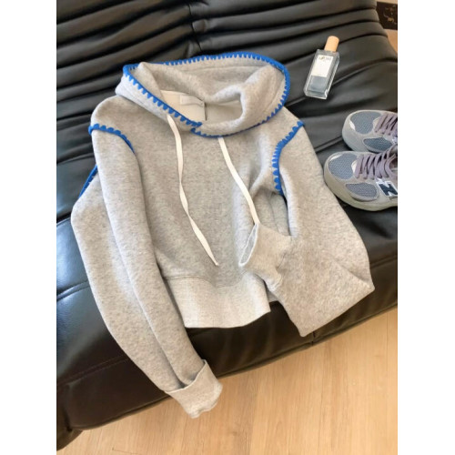 灰色長袖連帽毛衣女秋冬2024新款韓系穿搭慵懶高級感寬松軟糯上衣