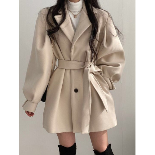 黑色短款毛呢外套女秋冬2025新款小個子收腰風衣高級感中長款大衣 黑色短款毛呢外套女秋冬2025新款小個子收腰風衣高級感中長款大衣