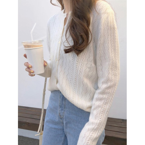 針織衫女鏤空開衫毛衣外套2025春秋新款長袖外搭秋冬薄款打底上衣 針織衫女鏤空開衫毛衣外套2025春秋新款長袖外搭秋冬薄款打底上衣