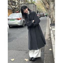 深冬灰色呢子大衣女入冬季2025新款毛呢外套小個子獨特超好看加厚