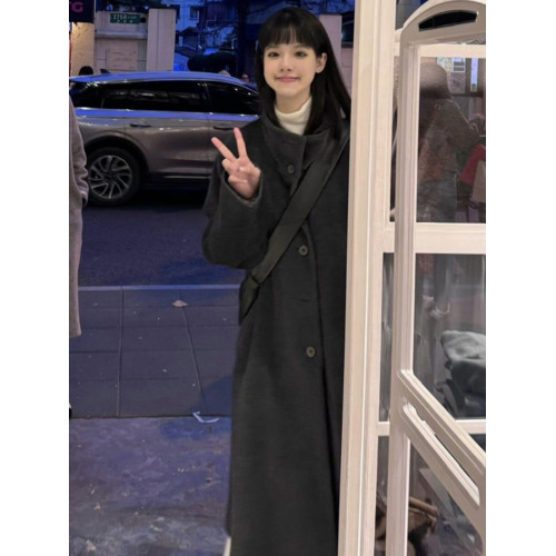 深冬灰色呢子大衣女入冬季2025新款毛呢外套小個子獨特超好看加厚 深冬灰色呢子大衣女入冬季2025新款毛呢外套小個子獨特超好看加厚