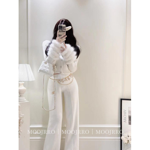 法式白色小香風毛衣開衫女秋季修身高級感氣質名媛短款針織衫外套