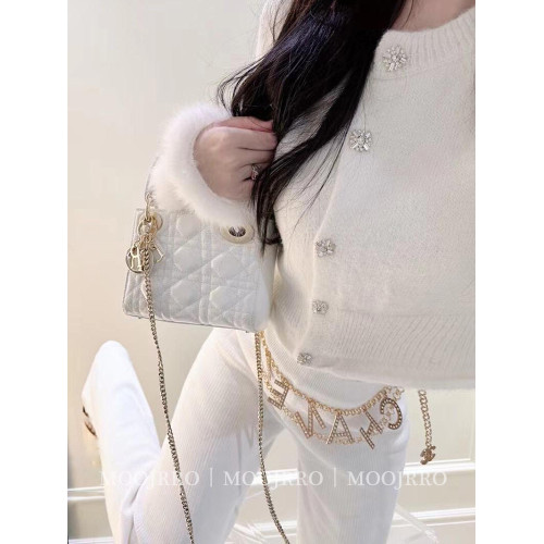 法式白色小香風毛衣開衫女秋季修身高級感氣質名媛短款針織衫外套