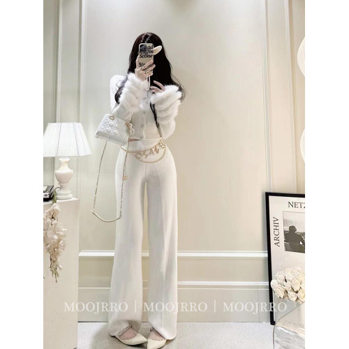 法式白色小香風毛衣開衫女秋季修身高級感氣質名媛短款針織衫外套