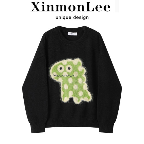 XinmonLee高級感黑色圓領針織衫毛衣冬季女氣質洋氣減齡內搭上衣 XinmonLee高級感黑色圓領針織衫毛衣冬季女氣質洋氣減齡內搭上衣