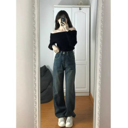 露肩高級感一字肩毛衣女秋冬2025新款慵懶風設計感一字領獨特上衣