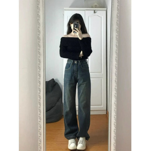 露肩高級感一字肩毛衣女秋冬2025新款慵懶風設計感一字領獨特上衣 露肩高級感一字肩毛衣女秋冬2025新款慵懶風設計感一字領獨特上衣