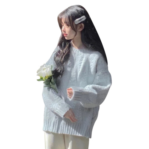 軟糯溫柔風藍色毛衣女秋冬內搭打底針織衫2025新款高級感加厚外套