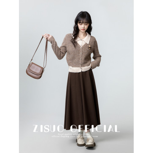 假兩件POLO領毛衣女2026春秋新款復古美拉德繙領針織開衫短款上衣