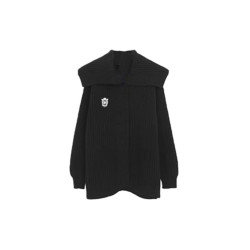 學院風黑色翻領毛衣外套女2025秋冬新款慵懶風加厚中長款針織開衫