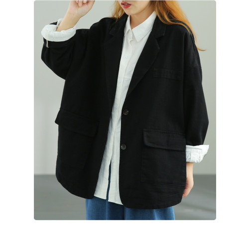 大碼女裝短小西裝外套女春秋寬松胖mm小個子文藝上衣休閒百搭西服 大碼女裝短小西裝外套女春秋寬松胖mm小個子文藝上衣休閒百搭西服