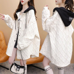 大碼女裝2025年新款秋裝開衫連帽外套女薄款襯衫爆款時尚洋氣上衣