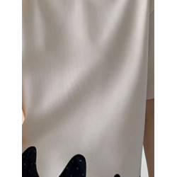 韓國chic夏季小衆設計感圓領不規則波浪花紋寬松百搭短袖T恤上衣