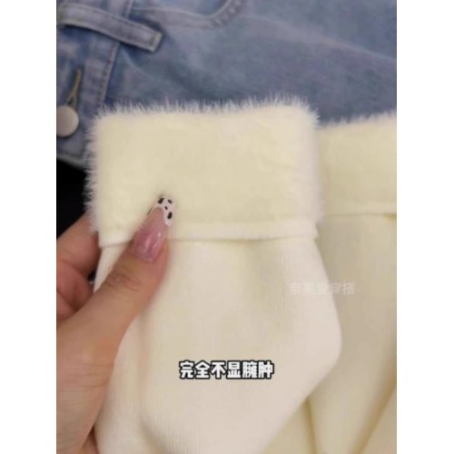 半高領加絨打底衫女2024新款秋冬季白色毛衣內搭加厚一體絨上衣冬