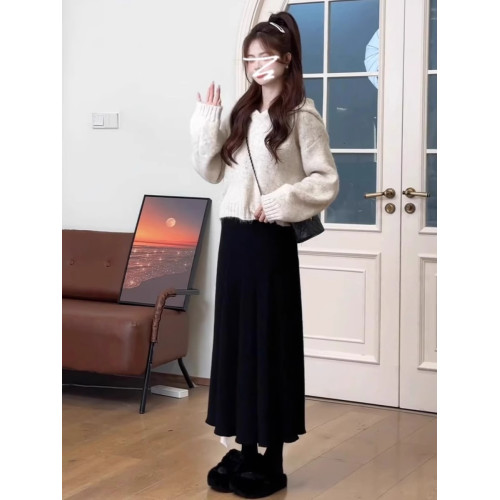 深秋初冬溫柔穿搭毛衣女小個子軟糯慵懶風連帽紅色針織衫套頭上衣