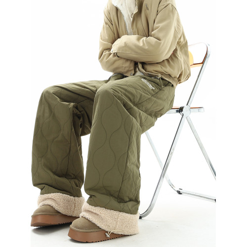 軍綠色葫蘆紋保暖棉褲女男冬季潮牌夾棉加厚休閒褲防風防寒滑雪褲 軍綠色葫蘆紋保暖棉褲女男冬季潮牌夾棉加厚休閒褲防風防寒滑雪褲