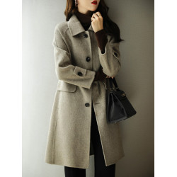 赫本風毛呢外套女中長款2025秋冬新款高級感氣質顯瘦加厚呢子大衣