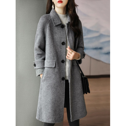 赫本風毛呢外套女中長款2025秋冬新款高級感氣質顯瘦加厚呢子大衣 赫本風毛呢外套女中長款2025秋冬新款高級感氣質顯瘦加厚呢子大衣