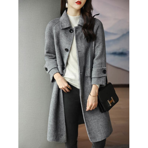 赫本風毛呢外套女中長款2025秋冬新款高級感氣質顯瘦加厚呢子大衣 赫本風毛呢外套女中長款2025秋冬新款高級感氣質顯瘦加厚呢子大衣