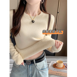 圓領加絨毛衣女款2025新款冬季加厚一體絨內搭打底衫秋冬針織上衣