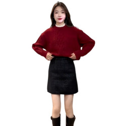 新年穿搭紅色毛衣女秋冬季2025新款加厚內搭打底針織衫上衣高級感