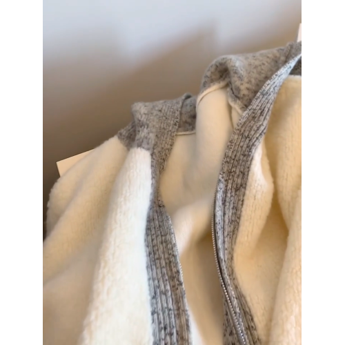 韓系天花板~設計感米色連帽針織外套女冬季洋氣減齡寬松毛衣開衫