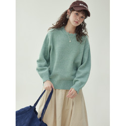 「北島AMUU原創」溫柔純色花邊領羊毛毛衣女秋冬新款內搭外穿上衣