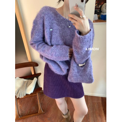 大F小Z溫柔軟糯羊駝毛配包包毛衣女慵懶加厚保暖純色套頭針織上衣