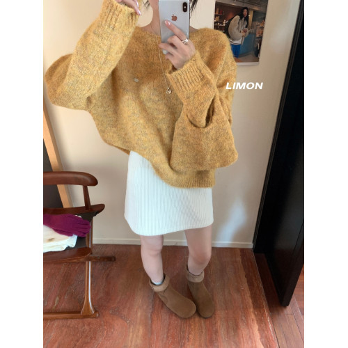 大F小Z溫柔軟糯羊駝毛配包包毛衣女慵懶加厚保暖純色套頭針織上衣