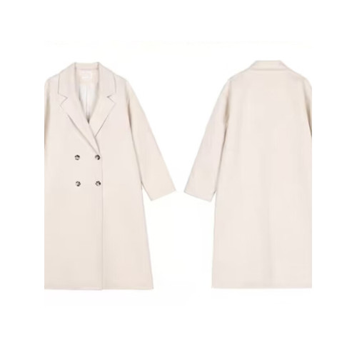 中長款毛呢外套女秋冬加棉學生直筒寬松過膝大衣雙排釦慵懶風衣厚