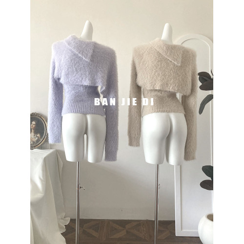 2025秋季新款法式設計感針織衫女修身顯瘦內搭打底長袖兩件套