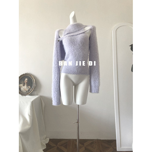 2025秋季新款法式設計感針織衫女修身顯瘦內搭打底長袖兩件套