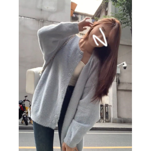 慵懶風軟糯毛衣開衫外套女士秋冬季新款小個子外穿中長款針織上衣