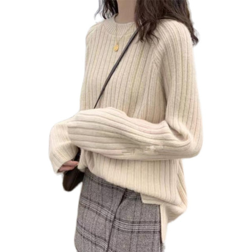 2025年春秋裝毛衣女中長款寬松外穿韓版圓領套頭針織打底衫上衣潮