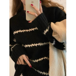 韓系軟糯慵懶風毛衣女秋冬季新款加絨加厚針織衫圓領套頭外穿上衣